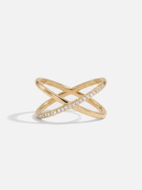 Bague Décisive croisée femme, zirconium, argent 925 plaqué or 18 carats, coloris doré – Soreli Paris