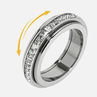 Bague Sérénité – bague à anneau tournant en acier inoxydable sertie de zircons