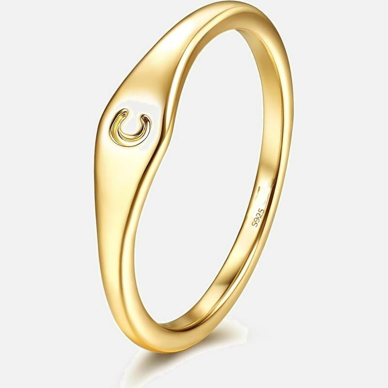 Bague Signature – bague initiale plaquée or 18k, initiale C