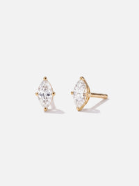 Boucles d'oreilles puces solitaire marquise Boucle Précieuse femme, zirconium, argent 925 plaqué or 18 carats – Soreli Paris