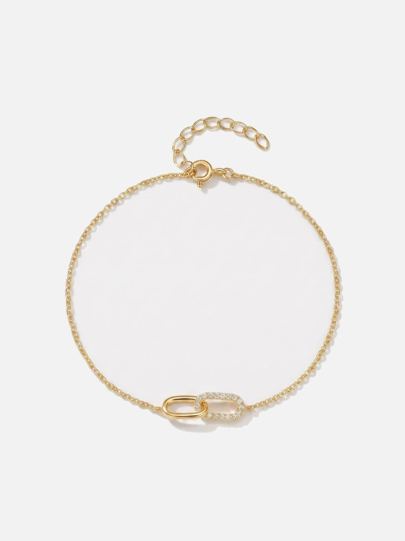 Bracelet Audacieuse à maillons entrelacés femme, zirconium, argent 925 plaqué or 18 carats, coloris doré – Soreli Paris