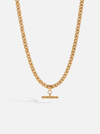 Collier Souveraine femme, maille gourmette et pendentif barre en T, argent 925 plaqué or 18 carats – Soreli Paris